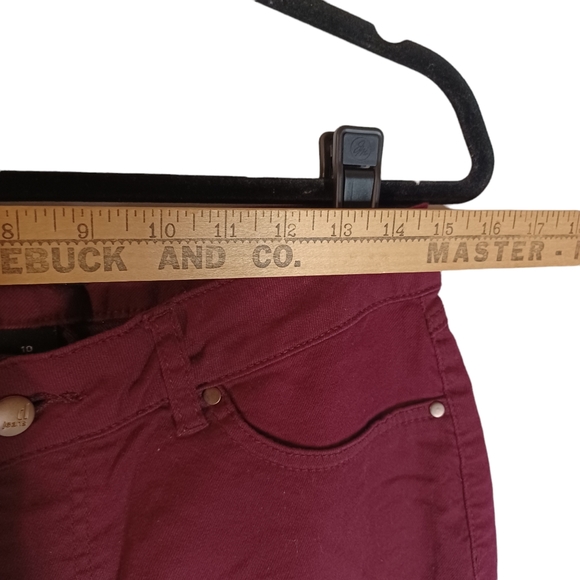 D.JEANS Burgundy Red Skinny High Waist Colored Pants 10 (Medium) - Picture 5 of 7